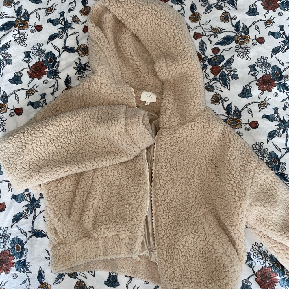 Cropped teddy jacket!